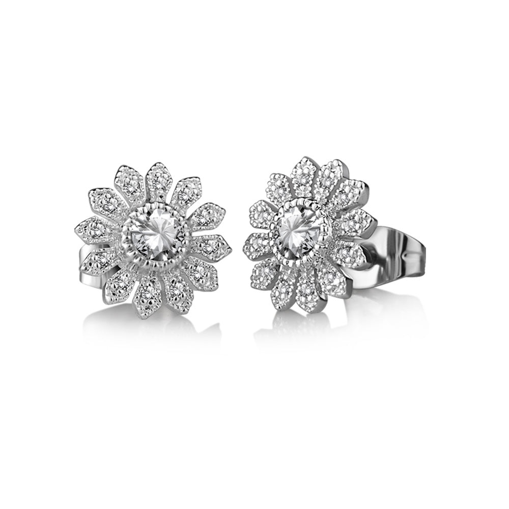 Newbridge Silverware Clear Stone Flower Earring
