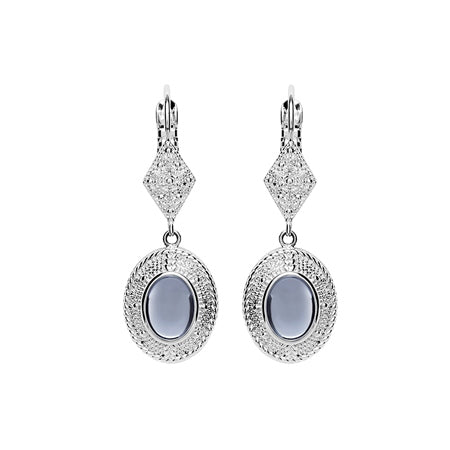 Newbridge Silverware Ornate Drop Earring With Light Blue Stones