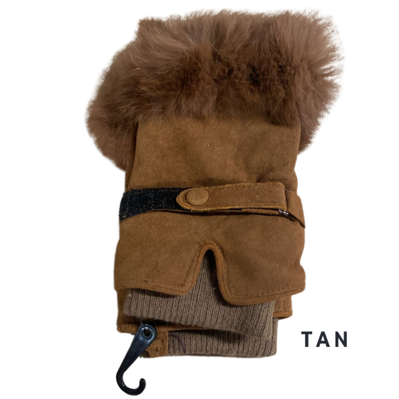 Pure Accessories Fingerless Gloves Tan
