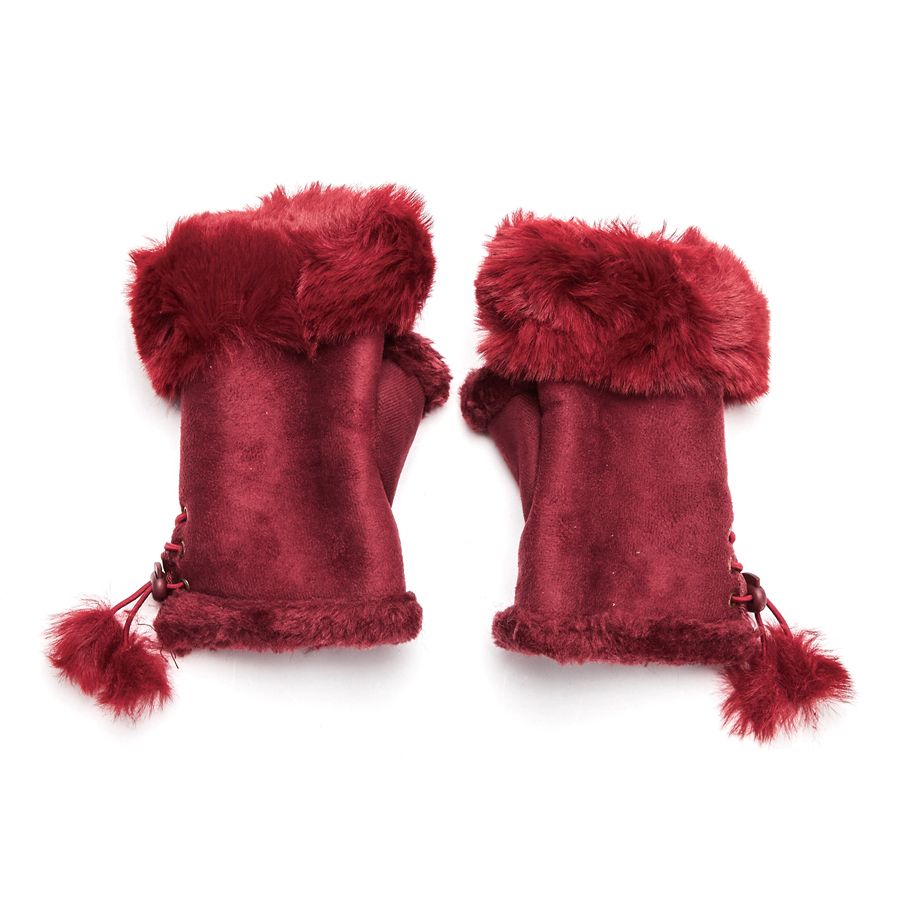 Pure Accessories Fingerless Gloves Maroon
