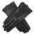 Pure Coloured Button Leather Gloves-Black