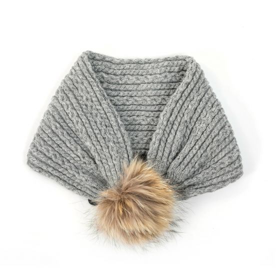 Pure Accessories Fur Pom Pom Hat/Headband Grey