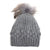 Pure Accessories Fur Pompom Hat-Grey