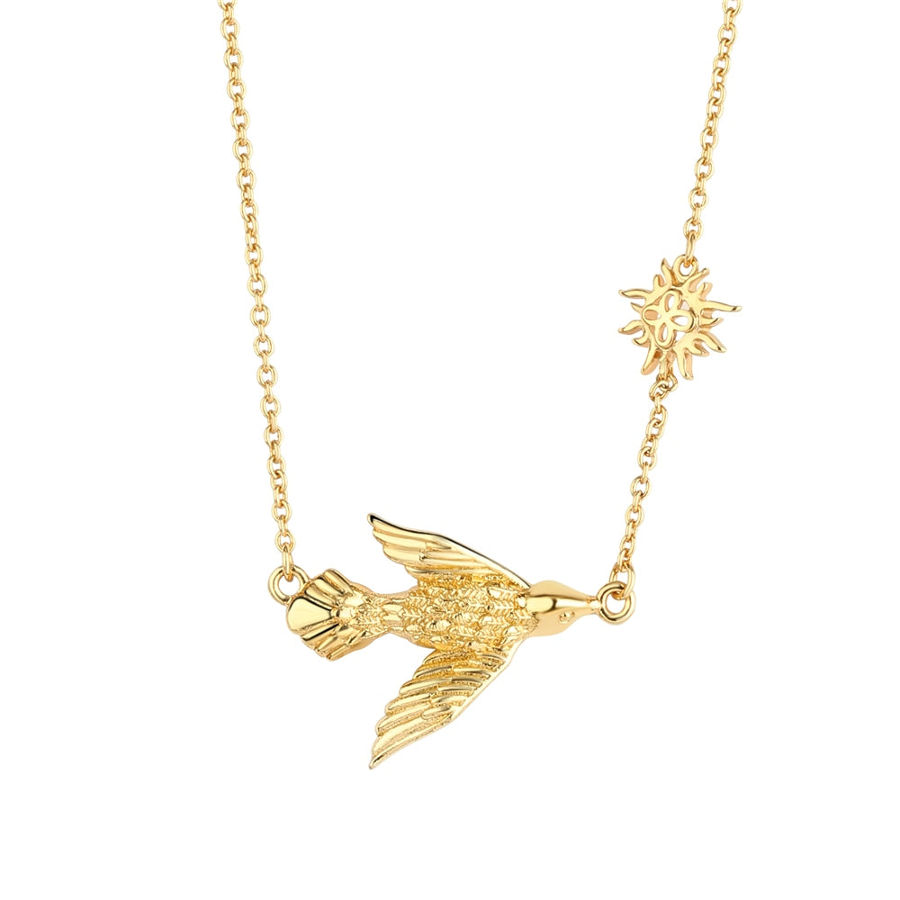 Newbridge Silverware Amy Huberman Gold Plated Necklace with Bird and Sun  Charm