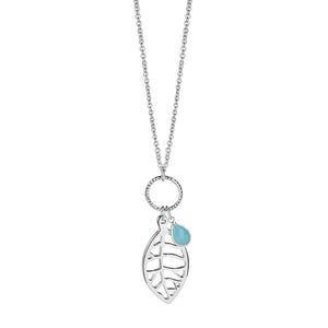 Newbridge Jewellery Leaf Oval Pendant With Blue Stone