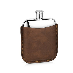 Newbridge Silverware Hip Flask with Leather Sleeve